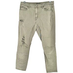 Jaywalker Jeans Mens Size 36 Distressed Olive Green Slim Fit Cotton 31 Inseam
